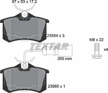 Textar 2355403 - Piduriklotsi komplekt,ketaspidur www.parts5.com