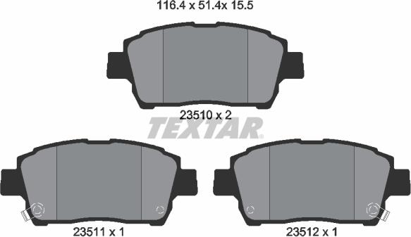 Textar 2351002 - Set placute frana,frana disc www.parts5.com