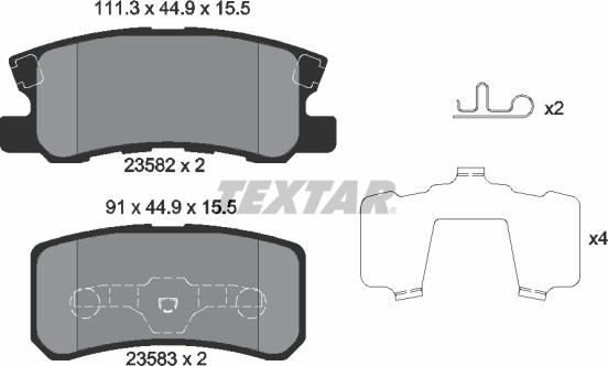 Textar 2358202 - Sada brzdových destiček, kotoučová brzda www.parts5.com