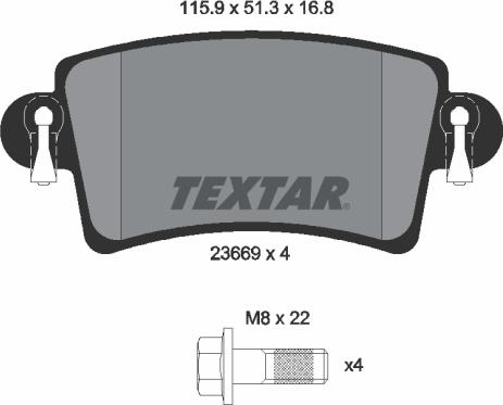 Textar 2366901 - Тормозные колодки, дисковые, комплект www.parts5.com