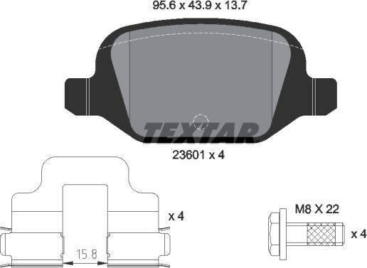 Textar 2360102 - Komplet zavornih oblog, ploscne (kolutne) zavore www.parts5.com