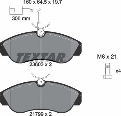 Textar 2360301 - Sada brzdových platničiek kotúčovej brzdy www.parts5.com