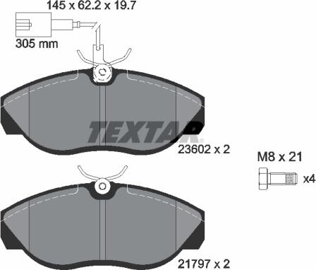 Textar 2360201 - Тормозные колодки, дисковые, комплект www.parts5.com