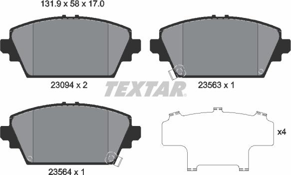 Textar 2309401 - Kit de plaquettes de frein, frein à disque www.parts5.com