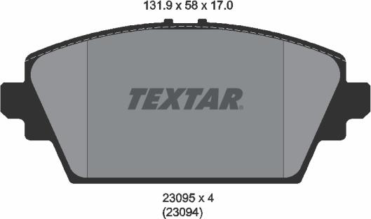 Textar 2309501 - Juego de pastillas de freno www.parts5.com