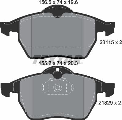 Textar 2311502 - Тормозные колодки, дисковые, комплект www.parts5.com