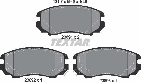 Textar 2389101 - Bremsbelagsatz, Scheibenbremse www.parts5.com