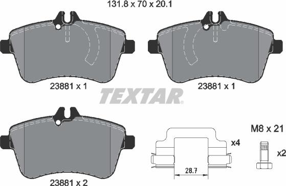 Textar 2388101 - Komplet kočnih obloga, disk kočnica www.parts5.com