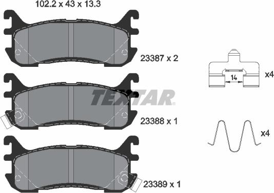 Textar 2338704 - Brake Pad Set, disc brake www.parts5.com