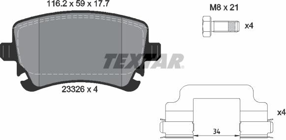 Textar 2332607 - Sada brzdových destiček, kotoučová brzda www.parts5.com