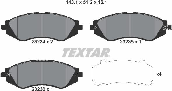 Textar 2323401 - Brake Pad Set, disc brake www.parts5.com