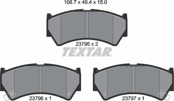 Textar 2379501 - Тормозные колодки, дисковые, комплект www.parts5.com