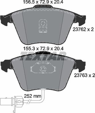 Textar 2376201 - Sada brzdových platničiek kotúčovej brzdy www.parts5.com