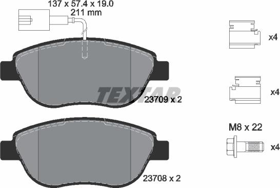 Textar 2370901 - Тормозные колодки, дисковые, комплект www.parts5.com