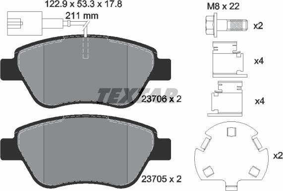 Textar 2370601 - Тормозные колодки, дисковые, комплект www.parts5.com