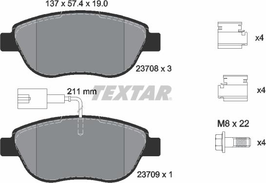 Textar 2370802 - Σετ τακάκια, δισκόφρενα www.parts5.com