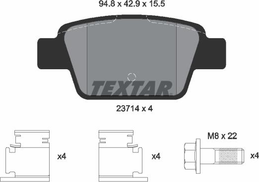 Textar 2371481 - Тормозные колодки, дисковые, комплект www.parts5.com