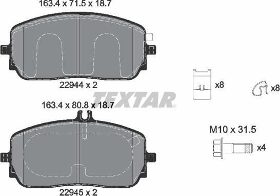 Textar 2294401 - Σετ τακάκια, δισκόφρενα www.parts5.com