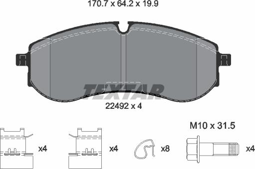 Textar 2249201 - Brake Pad Set, disc brake www.parts5.com