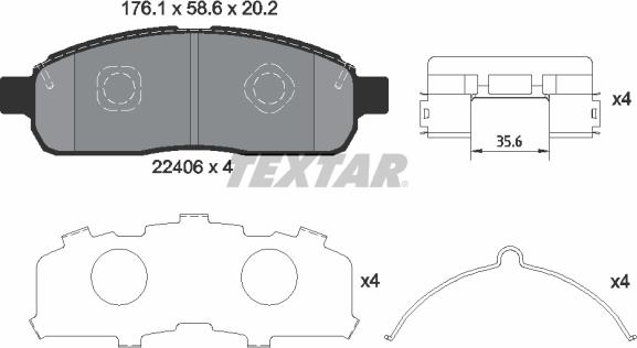 Textar 2240601 - Brake Pad Set, disc brake www.parts5.com