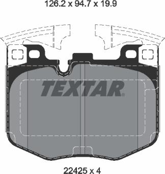 Textar 2242501 - Brake Pad Set, disc brake www.parts5.com