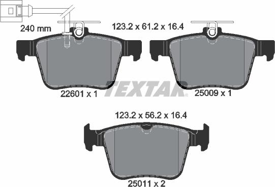 Textar 2260101 - Sada brzdových platničiek kotúčovej brzdy www.parts5.com