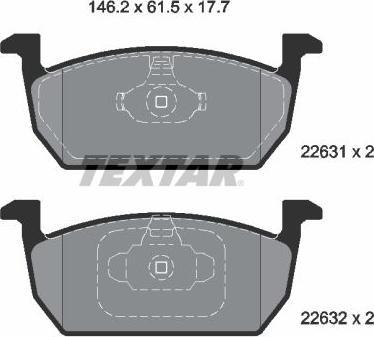 Textar 2263101 - Komplet kočnih obloga, disk kočnica www.parts5.com