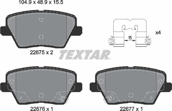 Textar 2267501 - Brake Pad Set, disc brake www.parts5.com