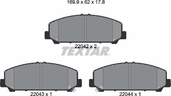 Textar 2204201 - Brake Pad Set, disc brake www.parts5.com