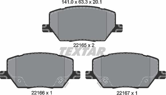 Textar 2216501 - Brake Pad Set, disc brake www.parts5.com