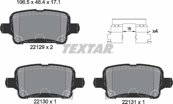 Textar 2212901 - Brake Pad Set, disc brake www.parts5.com