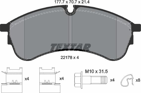 Textar 2217801 - Brake Pad Set, disc brake www.parts5.com