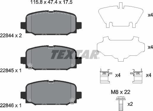 Textar 2284401 - Brake Pad Set, disc brake www.parts5.com