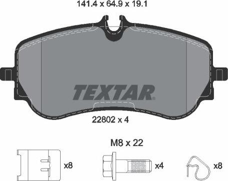 Textar 2280201 - Brake Pad Set, disc brake www.parts5.com