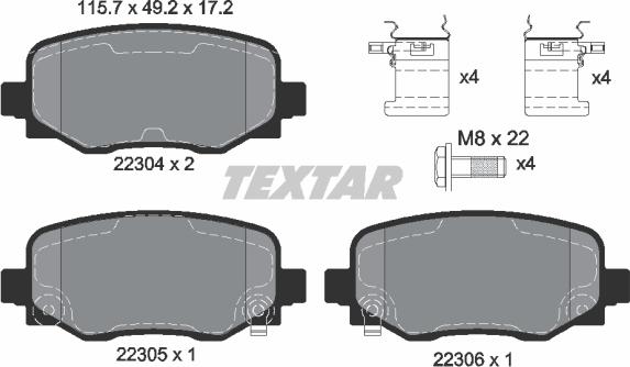 Textar 2230401 - Brake Pad Set, disc brake parts5.com