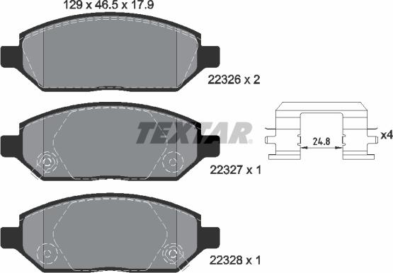 Textar 2232601 - Bremsbelagsatz, Scheibenbremse www.parts5.com