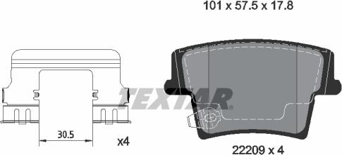 Textar 2220901 - Brake Pad Set, disc brake www.parts5.com