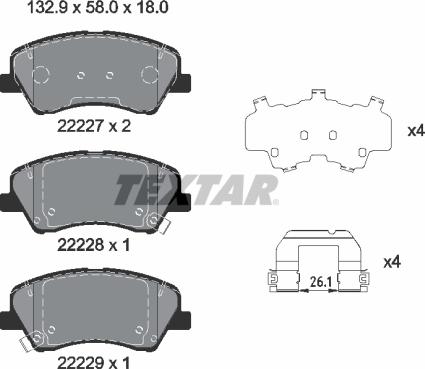 Textar 2222701 - Sada brzdových platničiek kotúčovej brzdy www.parts5.com