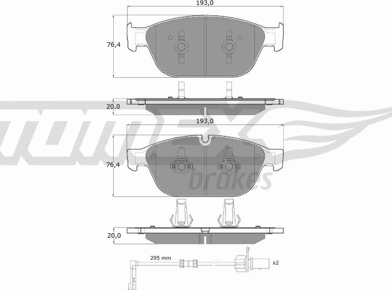 TOMEX brakes TX 19-40 - Комплект спирачно феродо, дискови спирачки www.parts5.com