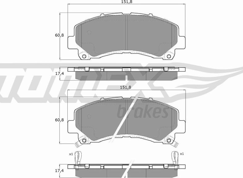 TOMEX brakes TX 19-00 - Sada brzdových platničiek kotúčovej brzdy www.parts5.com