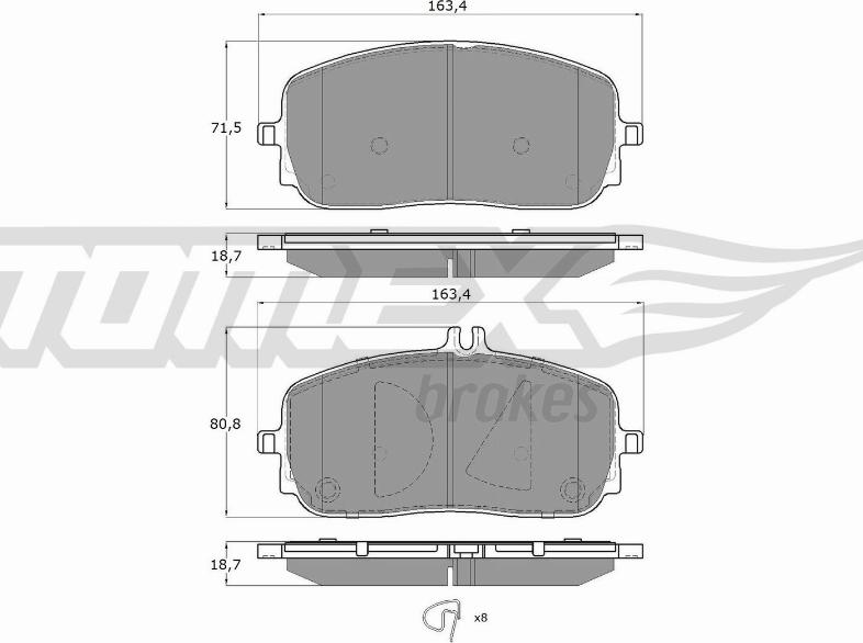 TOMEX brakes TX 19-71 - Σετ τακάκια, δισκόφρενα www.parts5.com