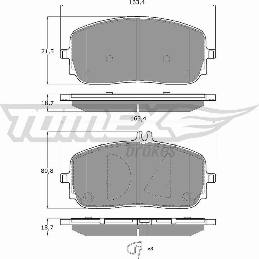 TOMEX brakes TX 19-71 - Σετ τακάκια, δισκόφρενα www.parts5.com