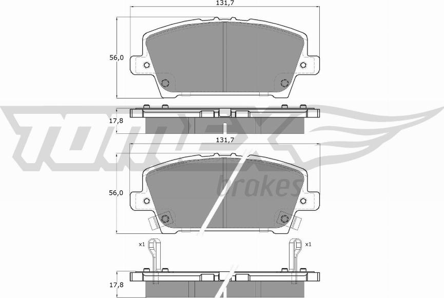 TOMEX brakes TX 14-52 - Комплект спирачно феродо, дискови спирачки www.parts5.com