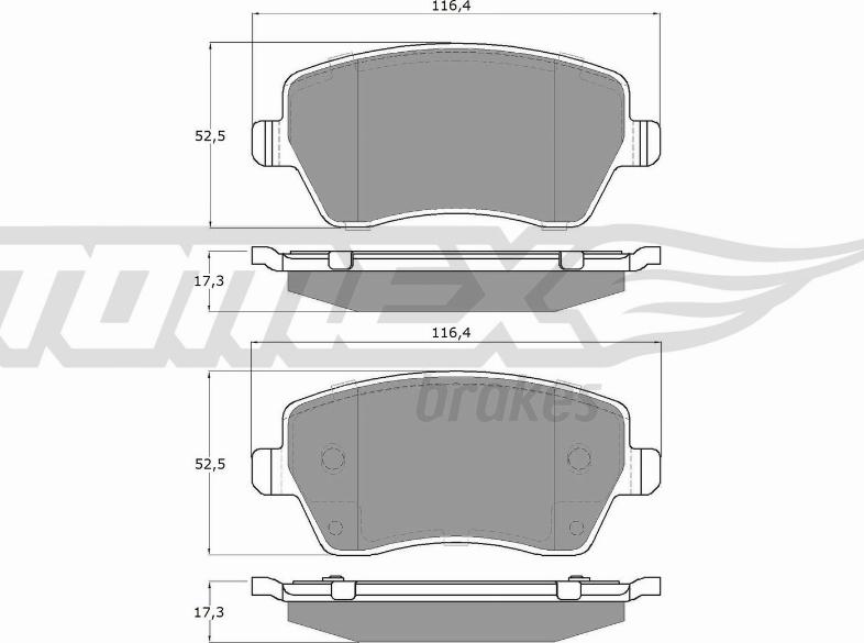 TOMEX brakes TX 14-16 - Piduriklotsi komplekt,ketaspidur www.parts5.com