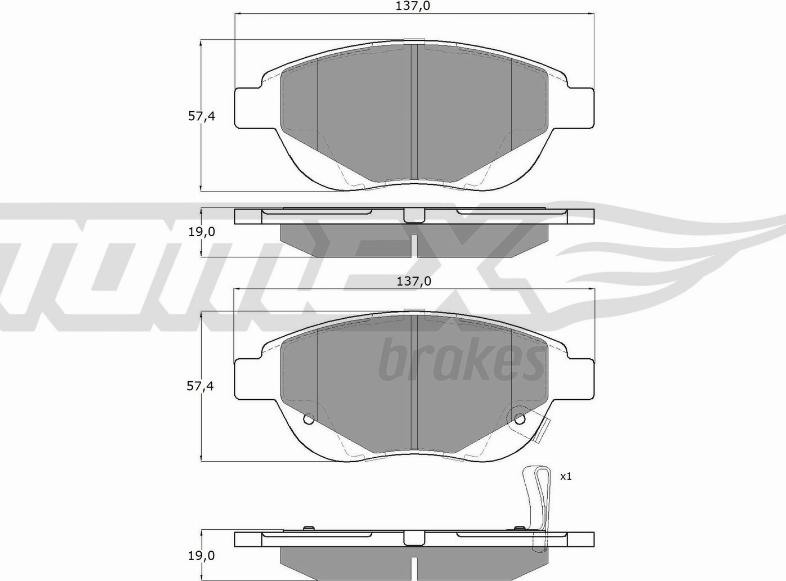 TOMEX brakes TX 14-86 - Set placute frana,frana disc www.parts5.com