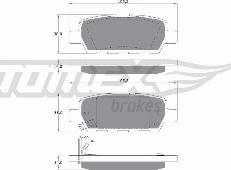 TOMEX brakes TX 14-21 - Brake Pad Set, disc brake parts5.com