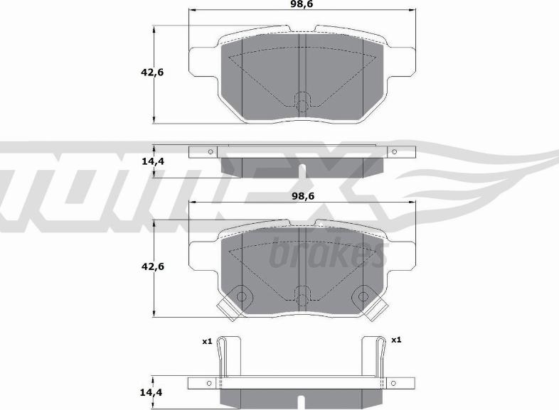 TOMEX brakes TX 15-01 - Тормозные колодки, дисковые, комплект www.parts5.com