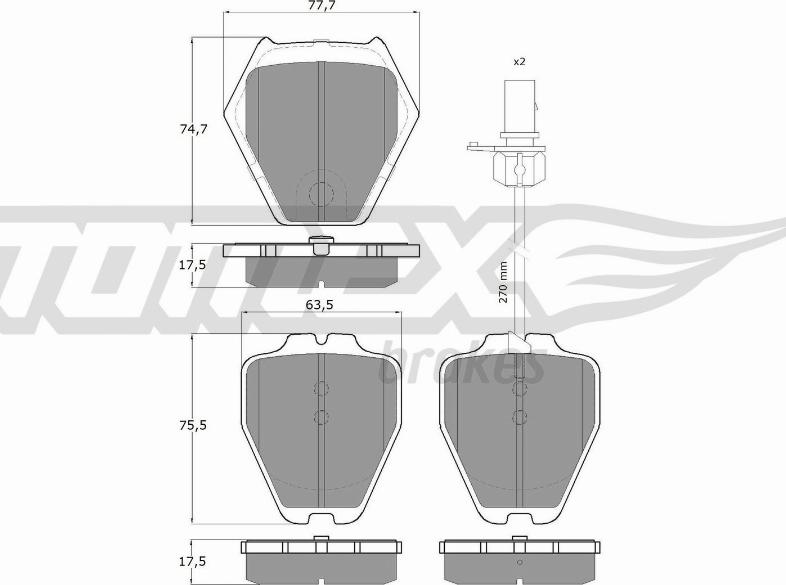 TOMEX brakes TX 15-12 - Sada brzdových platničiek kotúčovej brzdy www.parts5.com