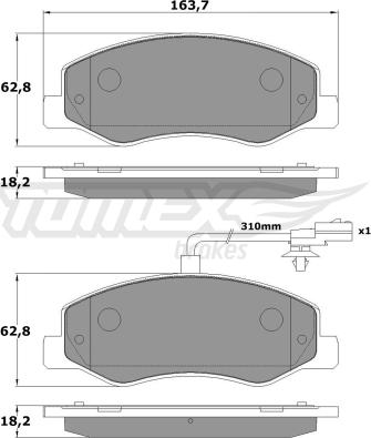 TOMEX brakes TX 16-49 - Set placute frana,frana disc www.parts5.com