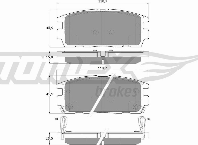 TOMEX brakes TX 16-43 - Тормозные колодки, дисковые, комплект www.parts5.com